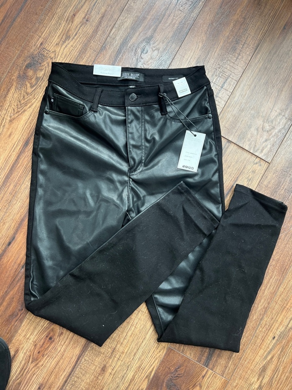 Judy Blue Faux Leather Front with Denim back Tummy Control Pants